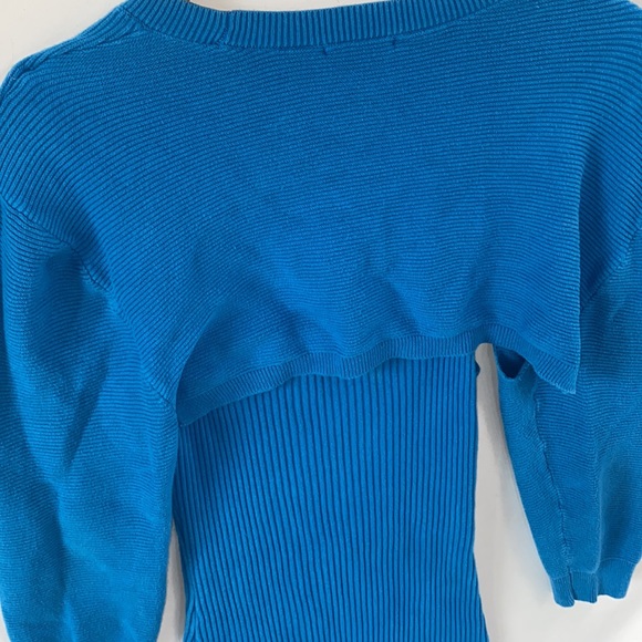 (A55) Line + Dot Eva Rib Knit Dress in Sea Blue, Size Large - Picture 13 of 16